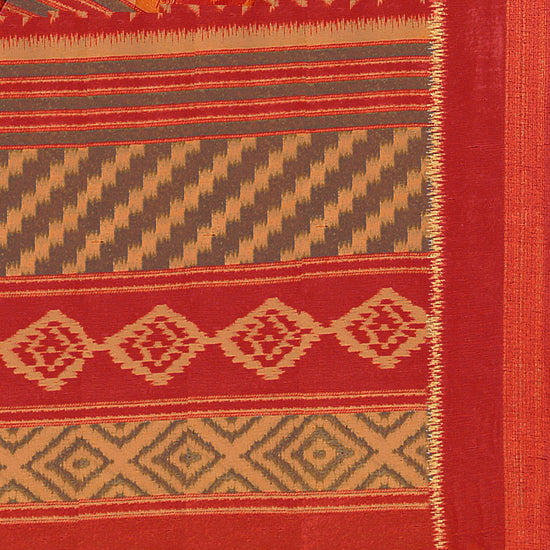 Red & Brown Printed Art Silk Saree