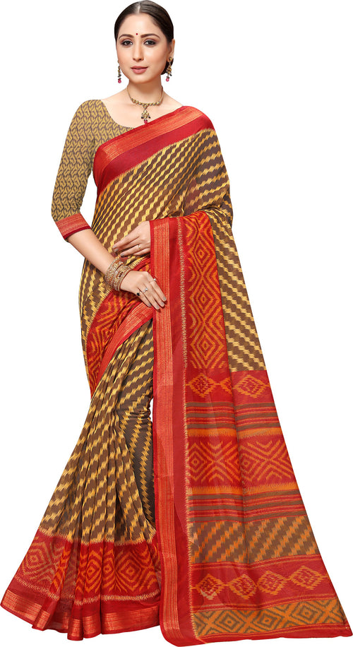 Elegant Printed Art Silk Saree with Matching Blouse Material - Elevate Your  Ethnic Wardrobe - Maxomore Shop