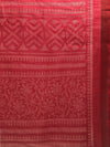 Red & White Printed Art Silk Saree