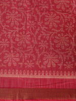 Red & White Printed Art Silk Saree