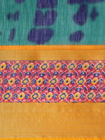 Blue & Yellow Printed Art Silk Saree