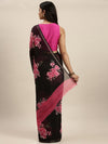 Black & Pink Printed Art Silk Saree