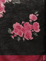 Black & Pink Printed Art Silk Saree