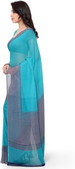 Blue Printed Chiffon Saree