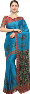 Blue Printed Chiffon Saree