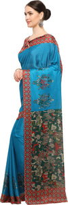 Blue Printed Chiffon Saree