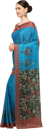 Blue Printed Chiffon Saree