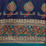 Blue Printed Silk Blend Saree