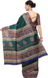 Green Printed Silk Blend Saree