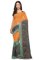 Yellow Printed Cotton Blend Saree