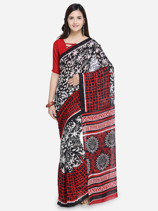 Multicolor Printed Cotton Blend Saree