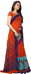 Orange Printed Georgette Saree