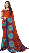 Orange Printed Georgette Saree