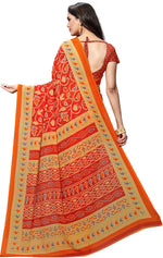 Orange Printed Georgette Saree