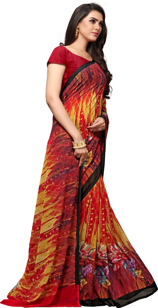 Multicolor Printed Georgette Saree