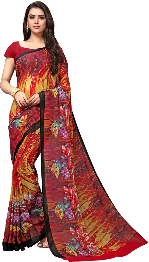 Multicolor Printed Georgette Saree