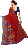 Red Printed Georgette Saree