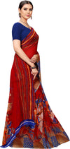 Red Printed Georgette Saree