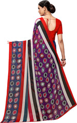 Dark Blue Printed Georgette Saree