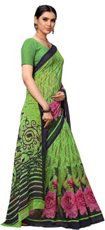 Green Printed Georgette Saree