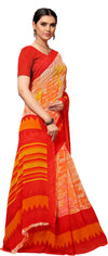 Orange Printed Georgette Saree