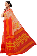 Orange Printed Georgette Saree