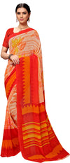 Orange Printed Georgette Saree