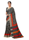 Black Printed Tussar Silk Saree