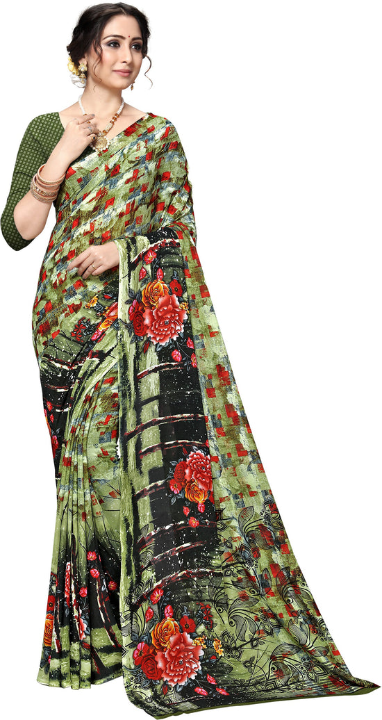 Multicolor Printed Georgette Saree