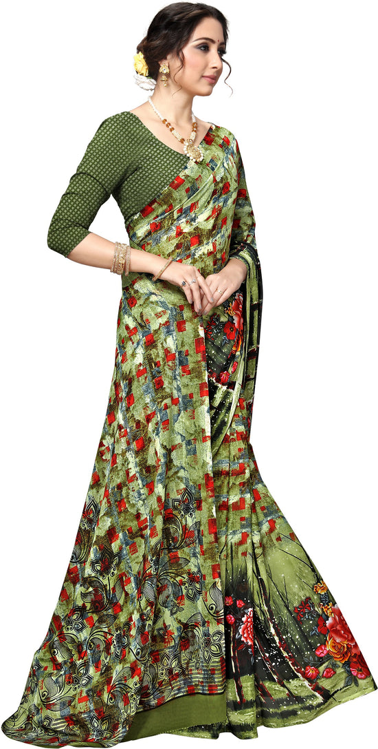 Multicolor Printed Georgette Saree