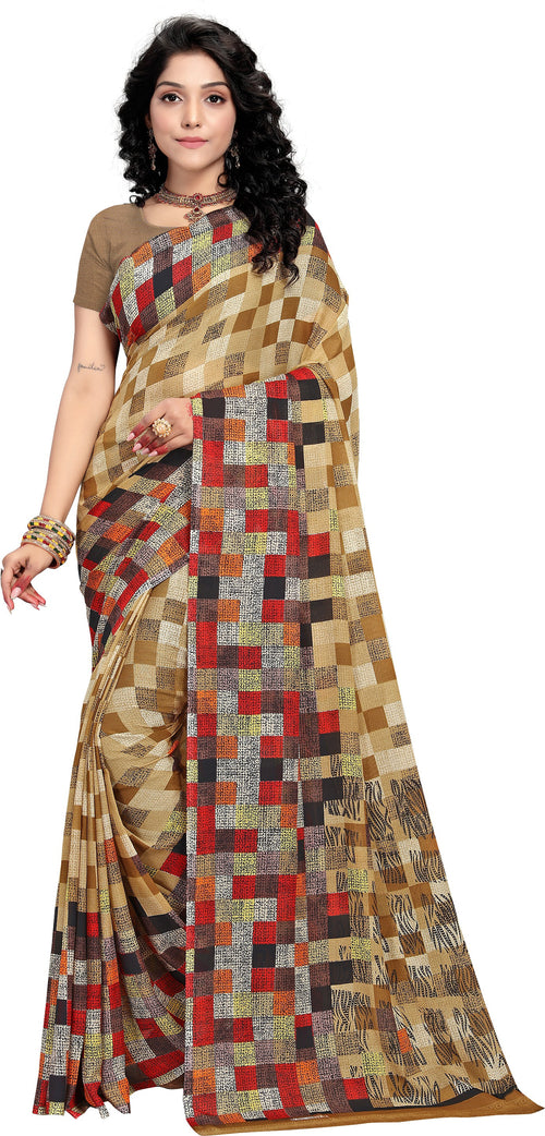 Multicolor Printed Georgette Saree