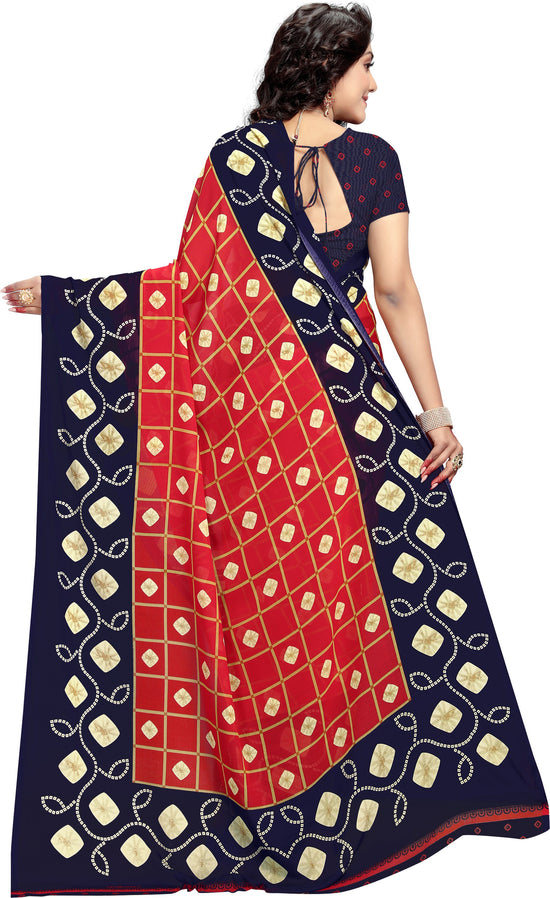 Red Printed Georgette Saree