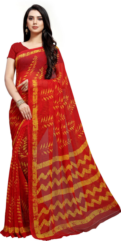 Red Dyed Georgette Saree