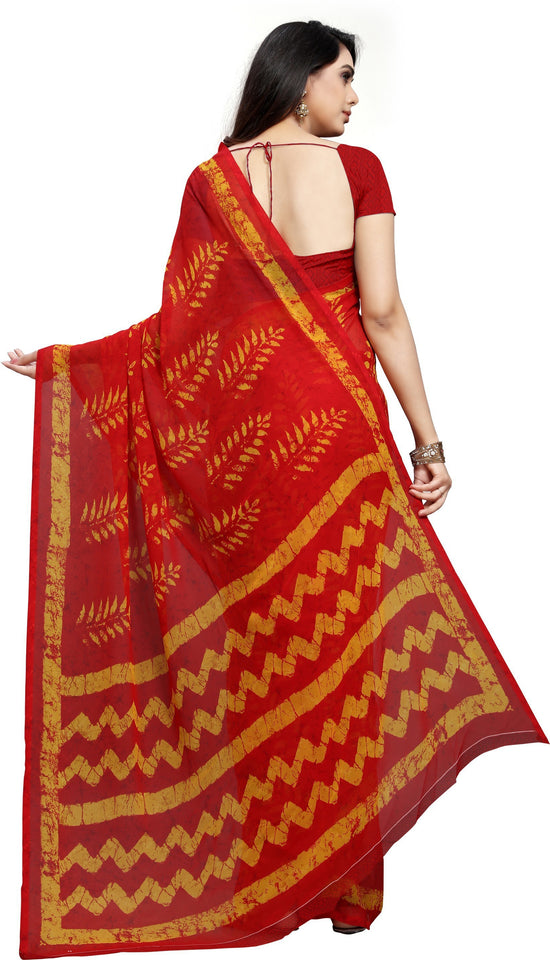 Red Dyed Georgette Saree