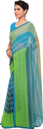 Blue Embellished Georgette Saree