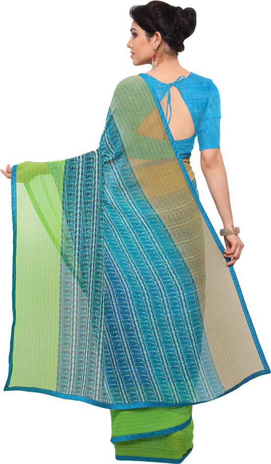 Blue Embellished Georgette Saree