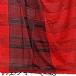 Red Woven Cotton Blend Saree