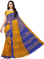 Yellow Woven Cotton Blend Saree