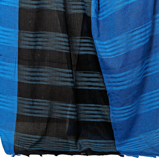 Blue Woven Cotton Blend Saree