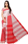 Red Woven Cotton Blend Saree