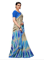 Beige Printed Crepe Saree