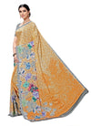 Yellow Printed Crepe Saree