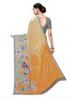 Yellow Printed Crepe Saree