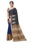 Blue Printed Crepe Saree