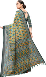 Green Printed Art Silk Saree