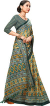 Green Printed Art Silk Saree