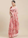 Pink Printed Cotton Blend Saree