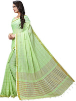 Green Self Design Cotton Linen Saree