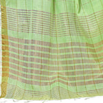 Green Self Design Cotton Linen Saree