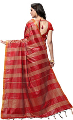 Maroon Woven Silk Blend Saree